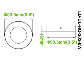 6W DL-HQ-202-6W LED Panel light Round Diameter 90.5mm Height 46mm PVC Acrylic Cover Cabinet LED Down Lights